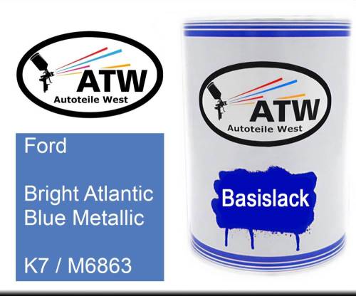 Ford, Bright Atlantic Blue Metallic, K7 / M6863: 500ml Lackdose, von ATW Autoteile West.